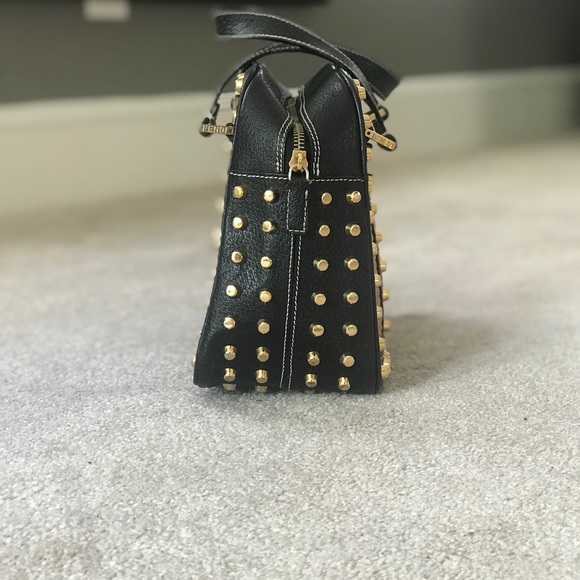 Fendi Studded Black Wicker Baguette - Picture 3 of 7